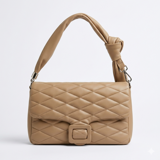 Quilted Shoulder Bag with Knot Detail