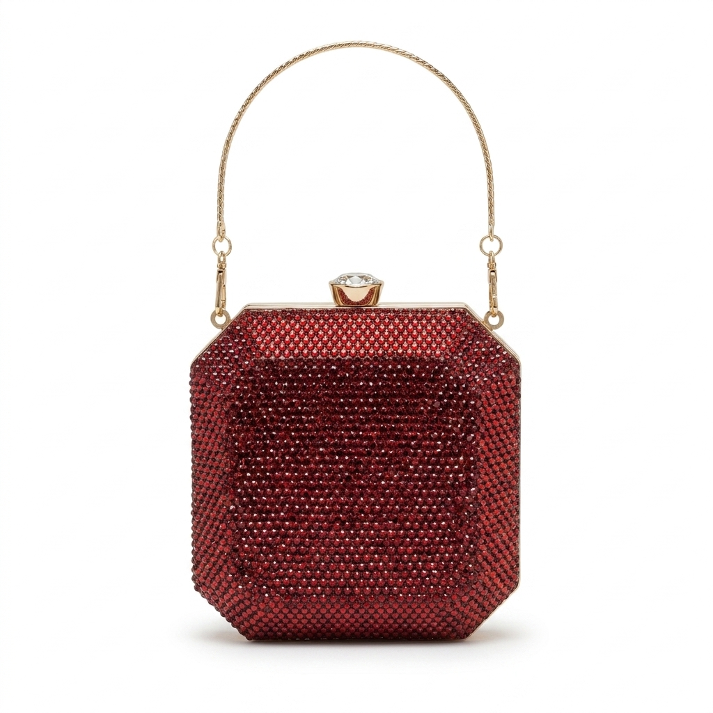 Octagonal Crystal Embellished Clutch