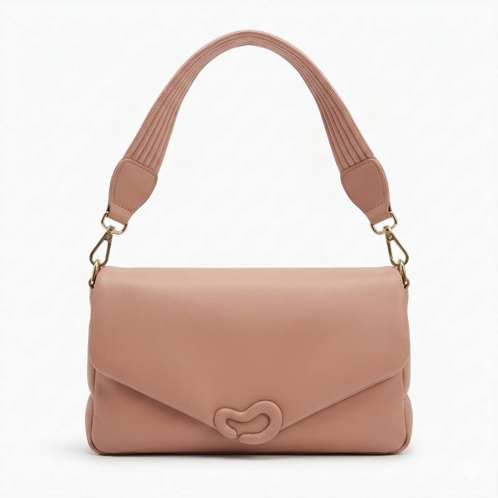 Luxury Faux Leather Shoulder Bag (with Pleated Strap)
