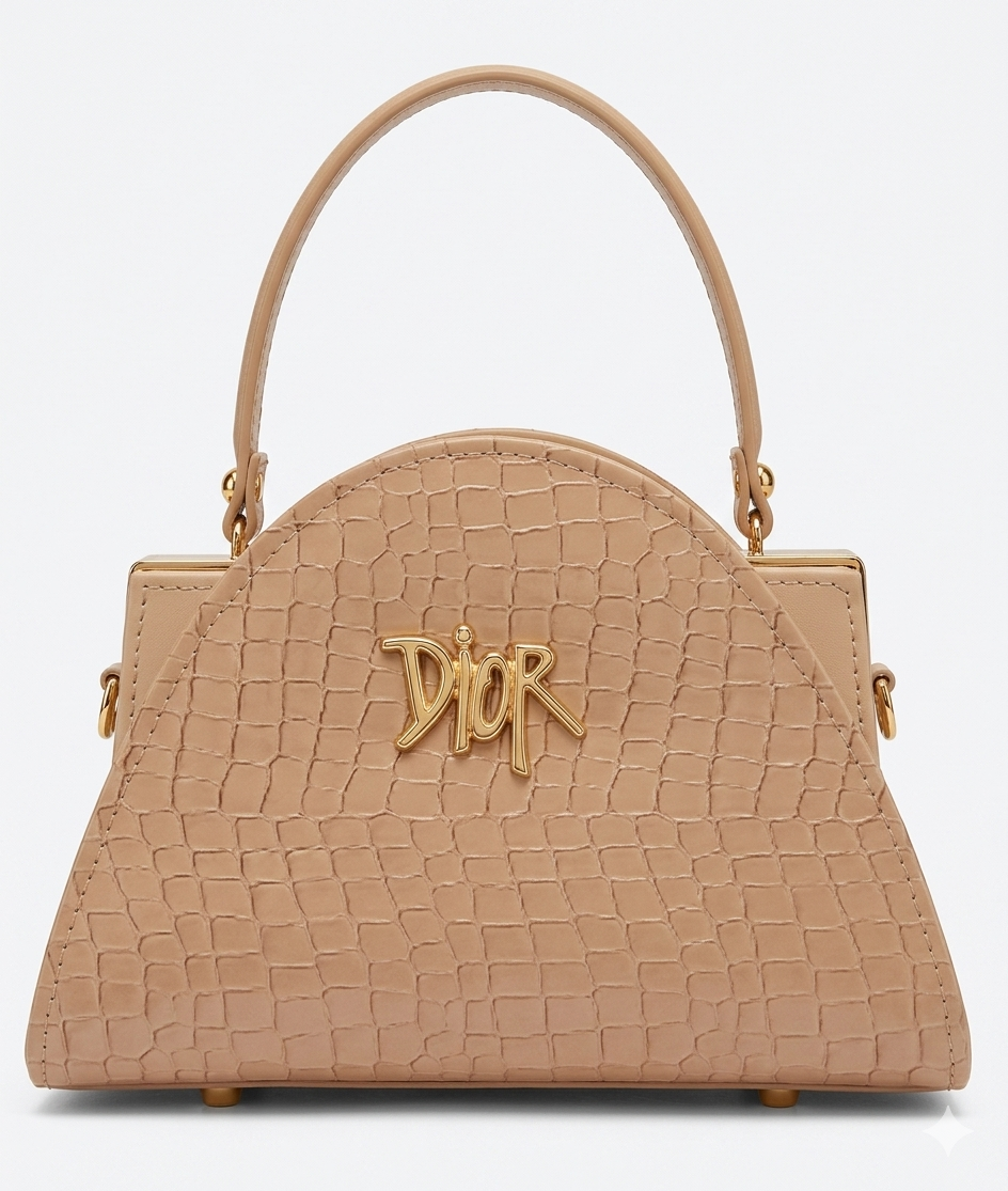 Croc-Embossed Handbag (with long strap)