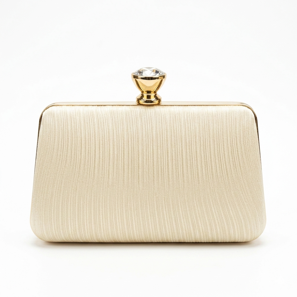 Box Clutch with Crystal Clasp