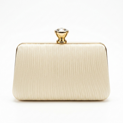 Box Clutch with Crystal Clasp