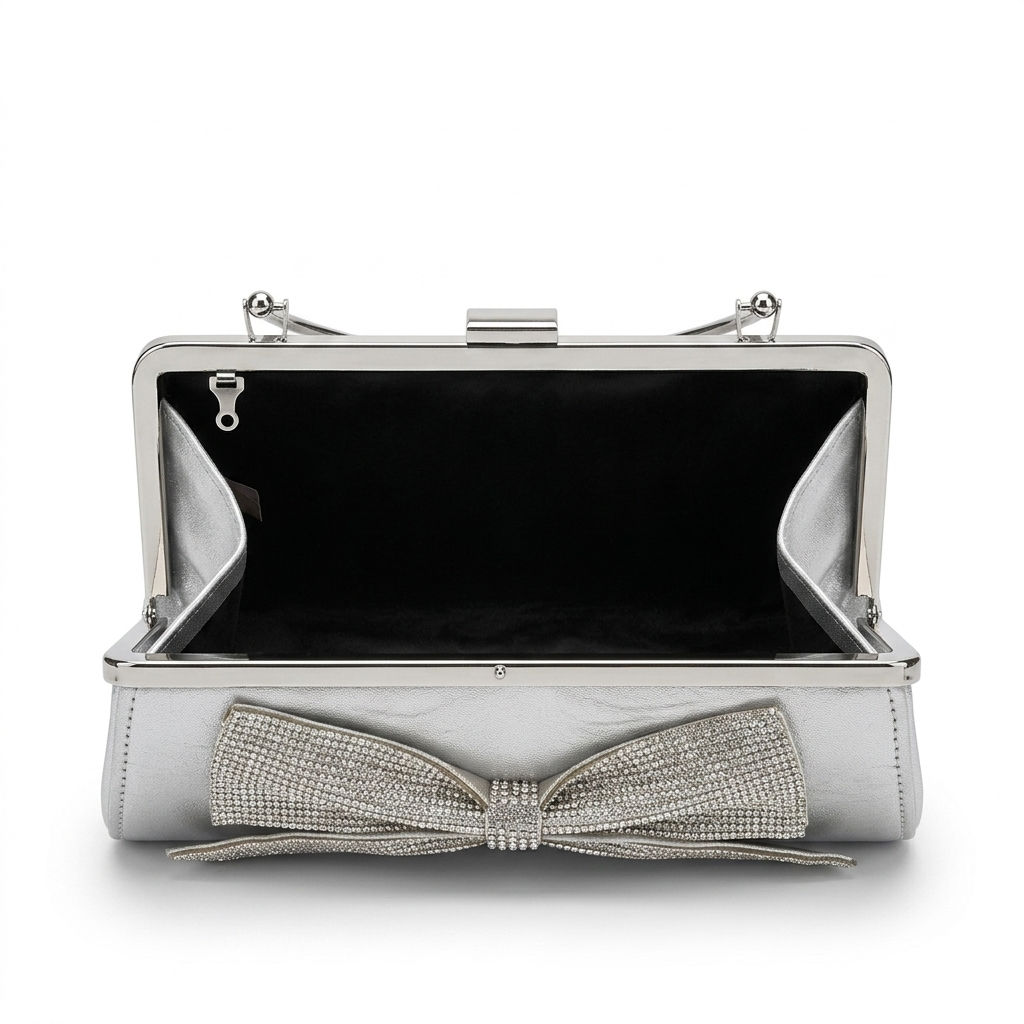 Luxury Gold Bow Crystal Clutch