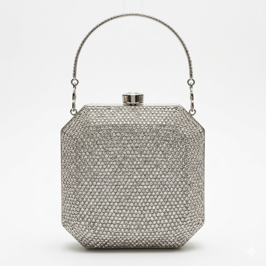 Octagonal Crystal Embellished Clutch