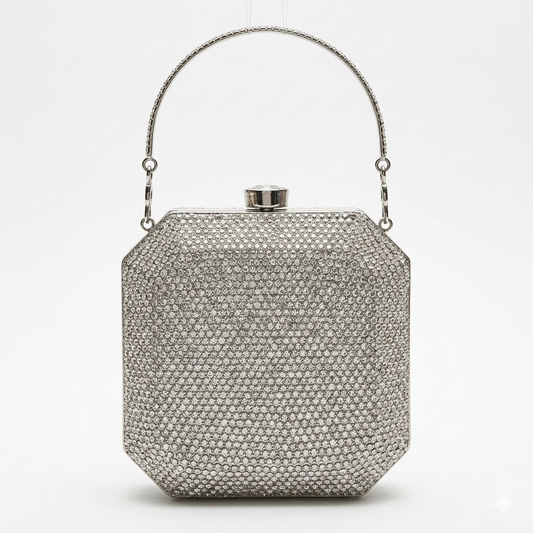 Octagonal Crystal Embellished Clutch