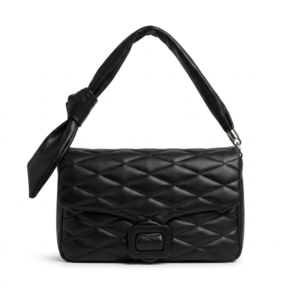 Quilted Shoulder Bag with Knot Detail