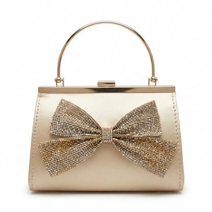 Luxury Gold Bow Crystal Clutch