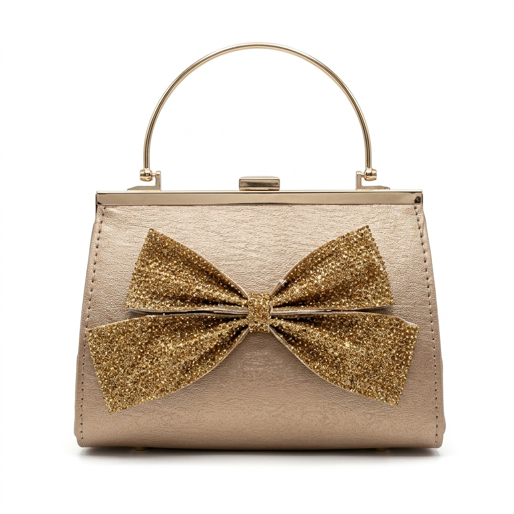 Luxury Gold Bow Crystal Clutch