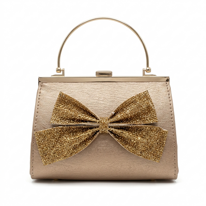 Luxury Gold Bow Crystal Clutch