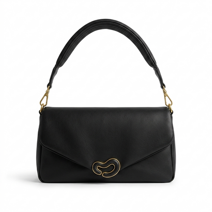 Luxury Faux Leather Shoulder Bag (with Pleated Strap)