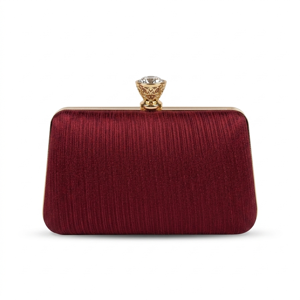 Box Clutch with Crystal Clasp
