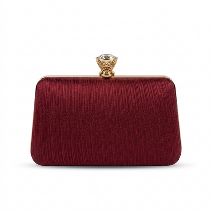 Box Clutch with Crystal Clasp