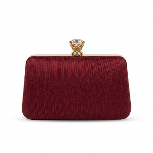 Box Clutch with Crystal Clasp