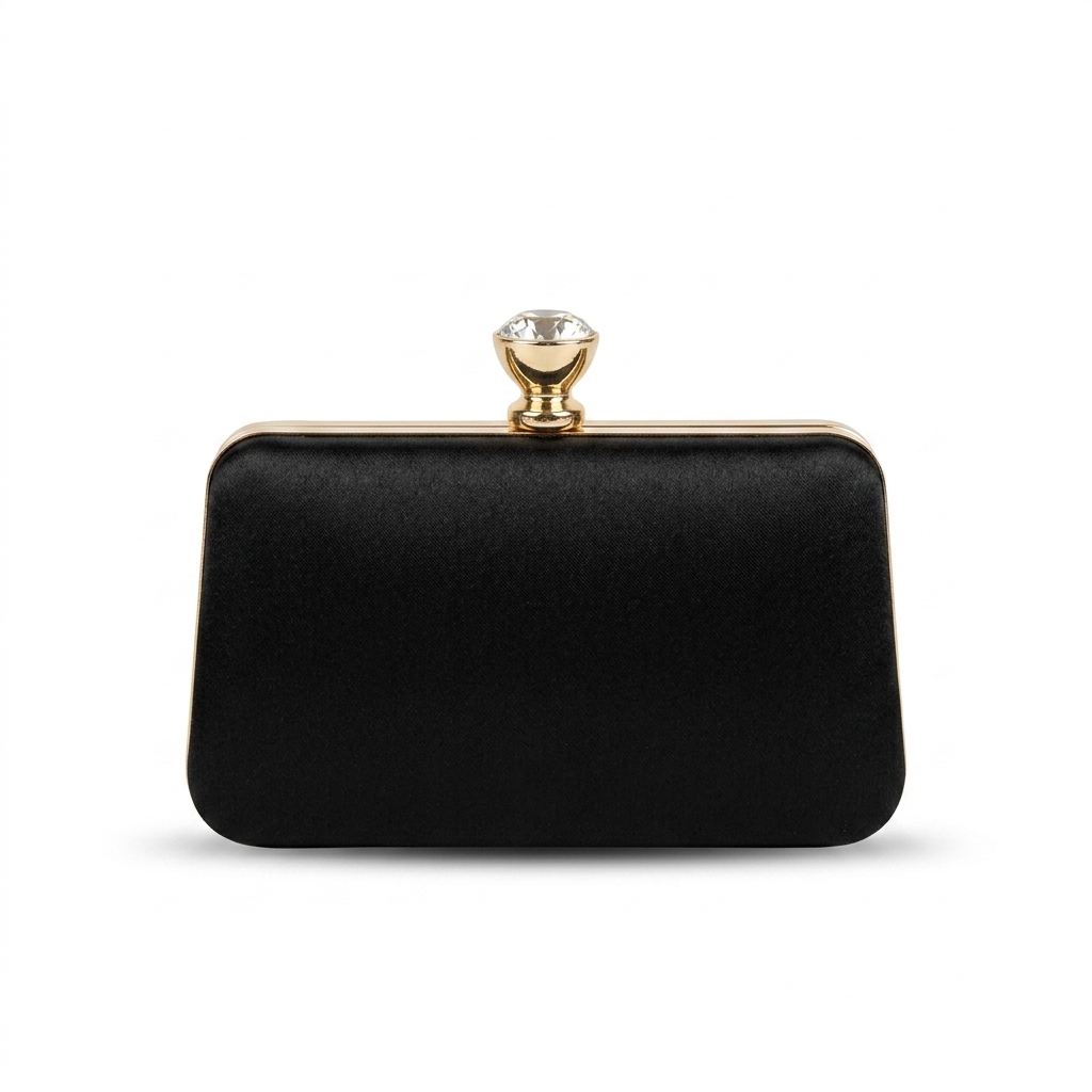 Box Clutch with Crystal Clasp