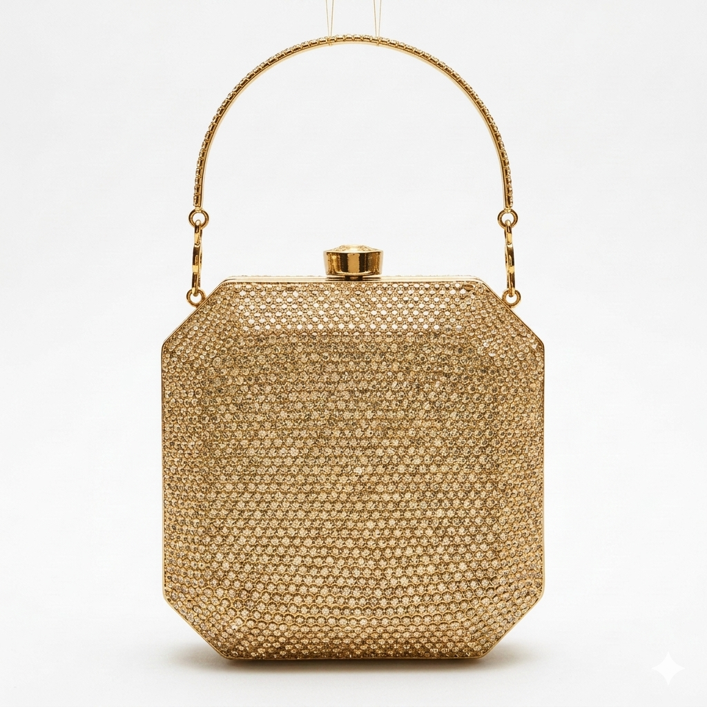 Octagonal Crystal Embellished Clutch