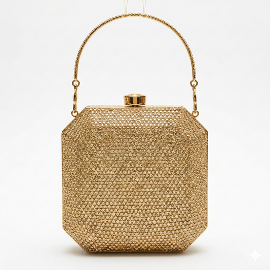 Octagonal Crystal Embellished Clutch
