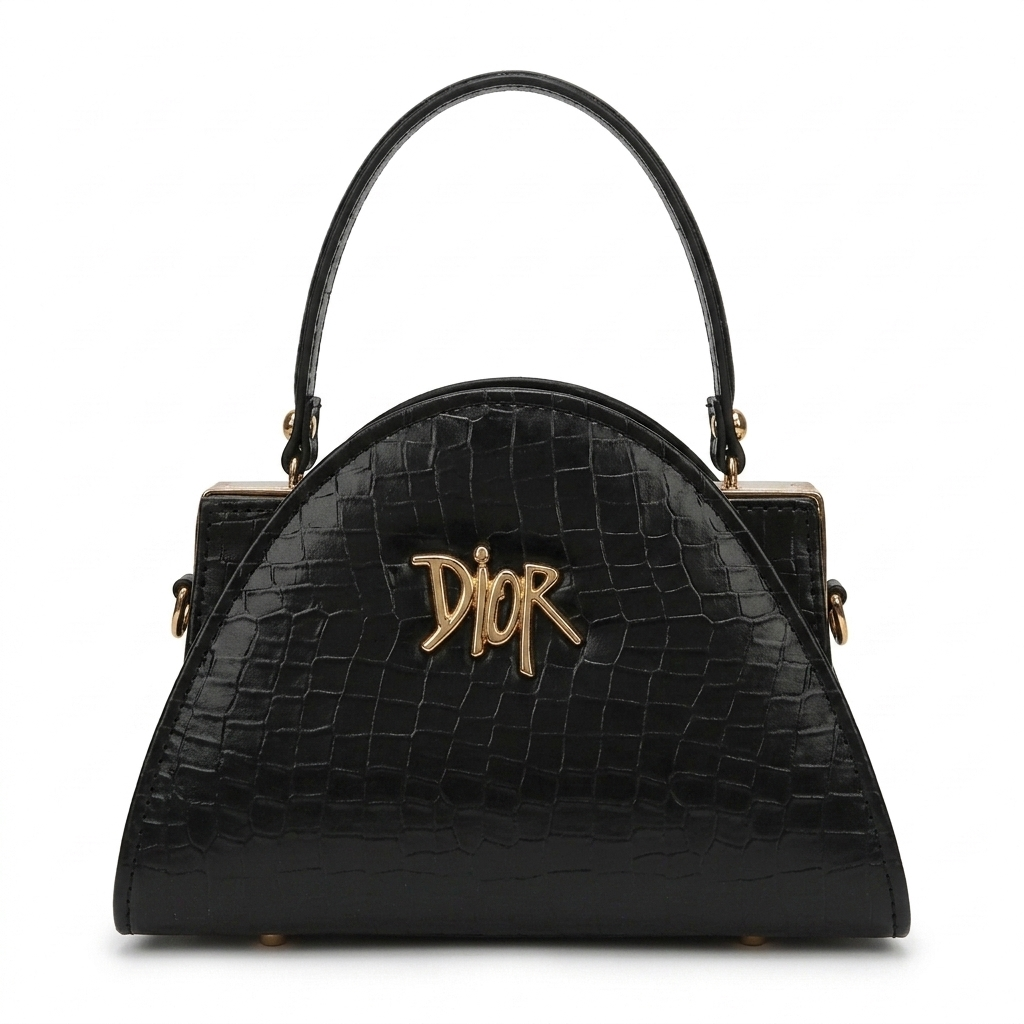 Croc-Embossed Handbag (with long strap)