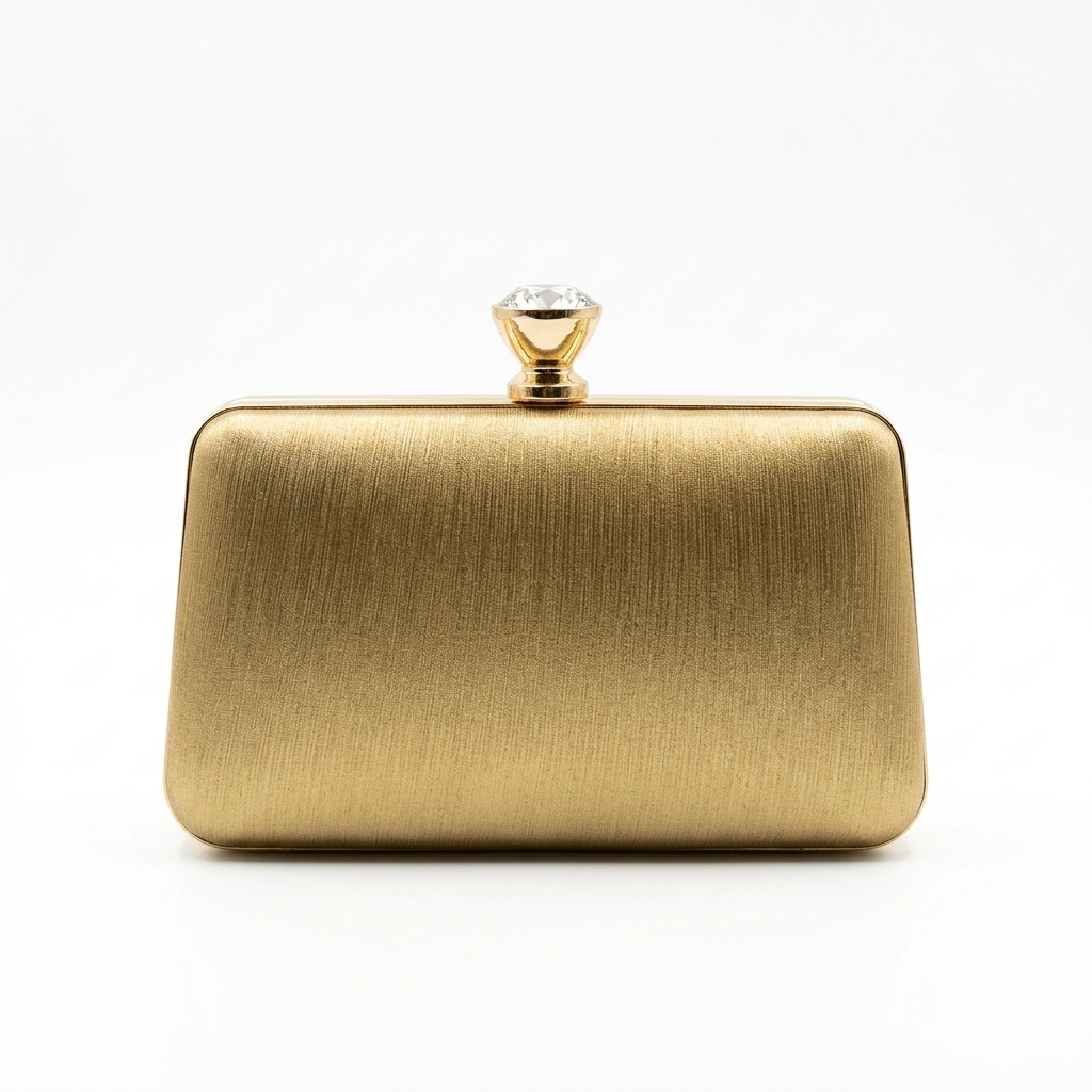 Box Clutch with Crystal Clasp