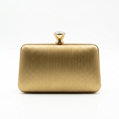 Box Clutch with Crystal Clasp
