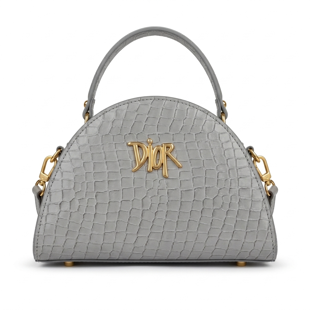Croc-Embossed Handbag (with long strap)