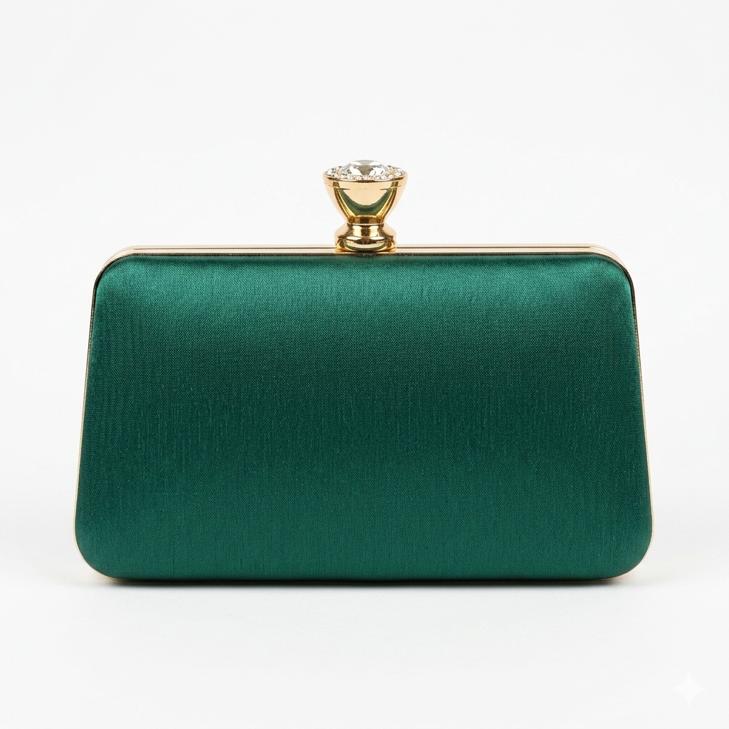 Box Clutch with Crystal Clasp