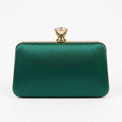 Box Clutch with Crystal Clasp