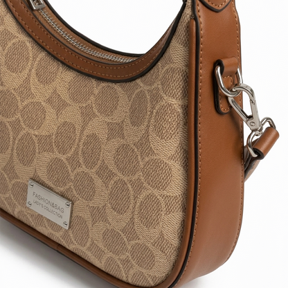 Tan Signature Scroll Hobo Bag (with long belt)