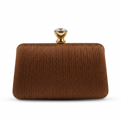 Box Clutch with Crystal Clasp
