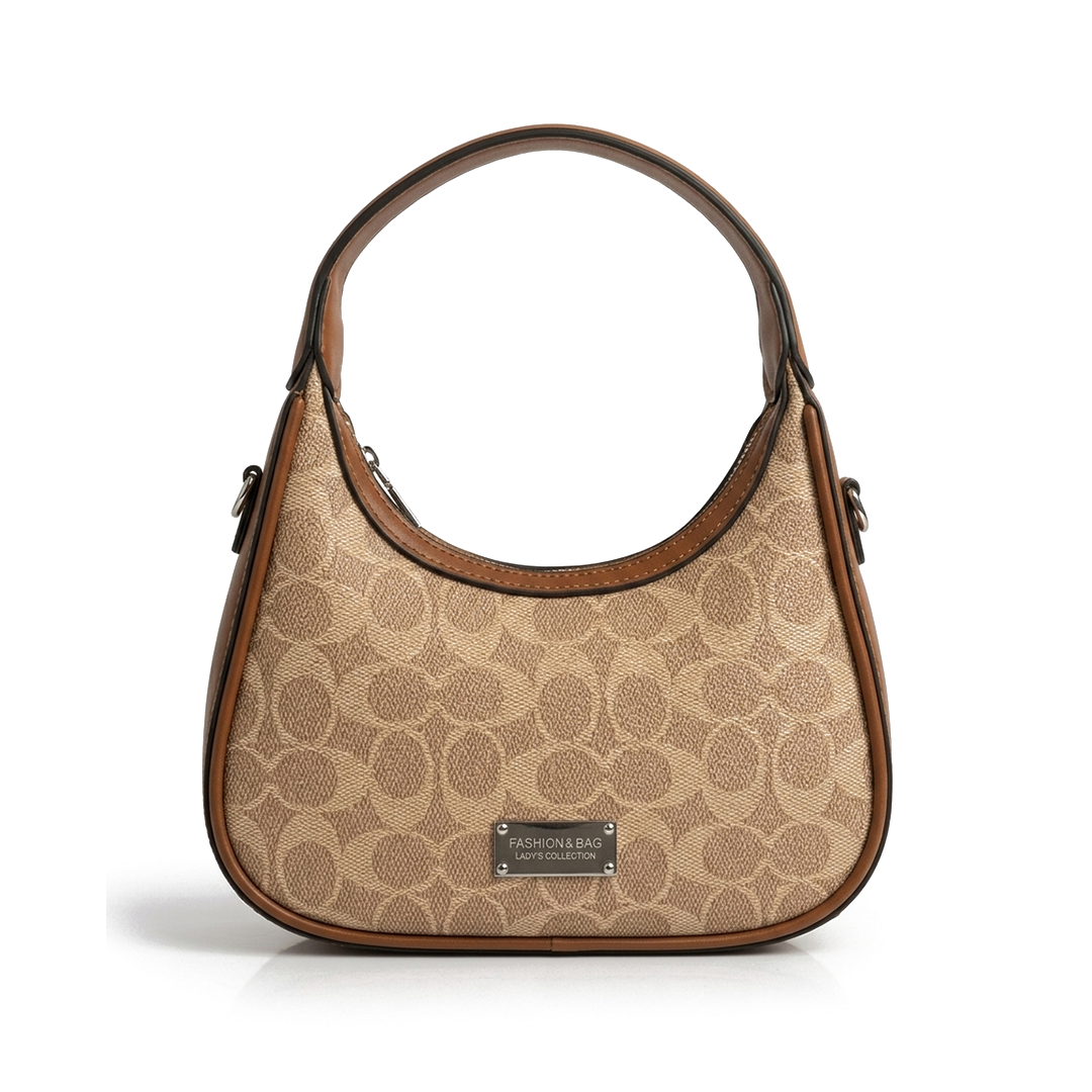 Tan Signature Scroll Hobo Bag (with long belt)