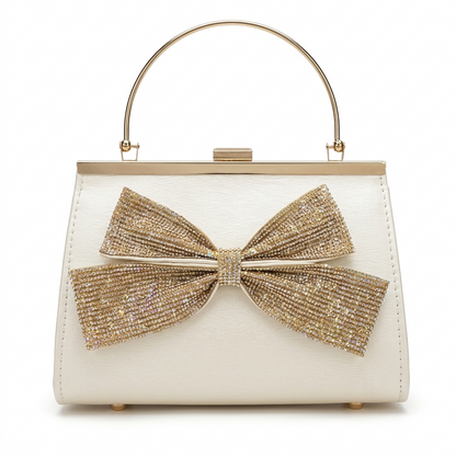 Luxury Gold Bow Crystal Clutch