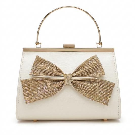 Luxury Gold Bow Crystal Clutch