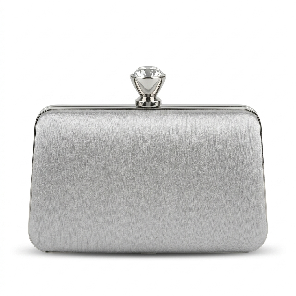 Box Clutch with Crystal Clasp