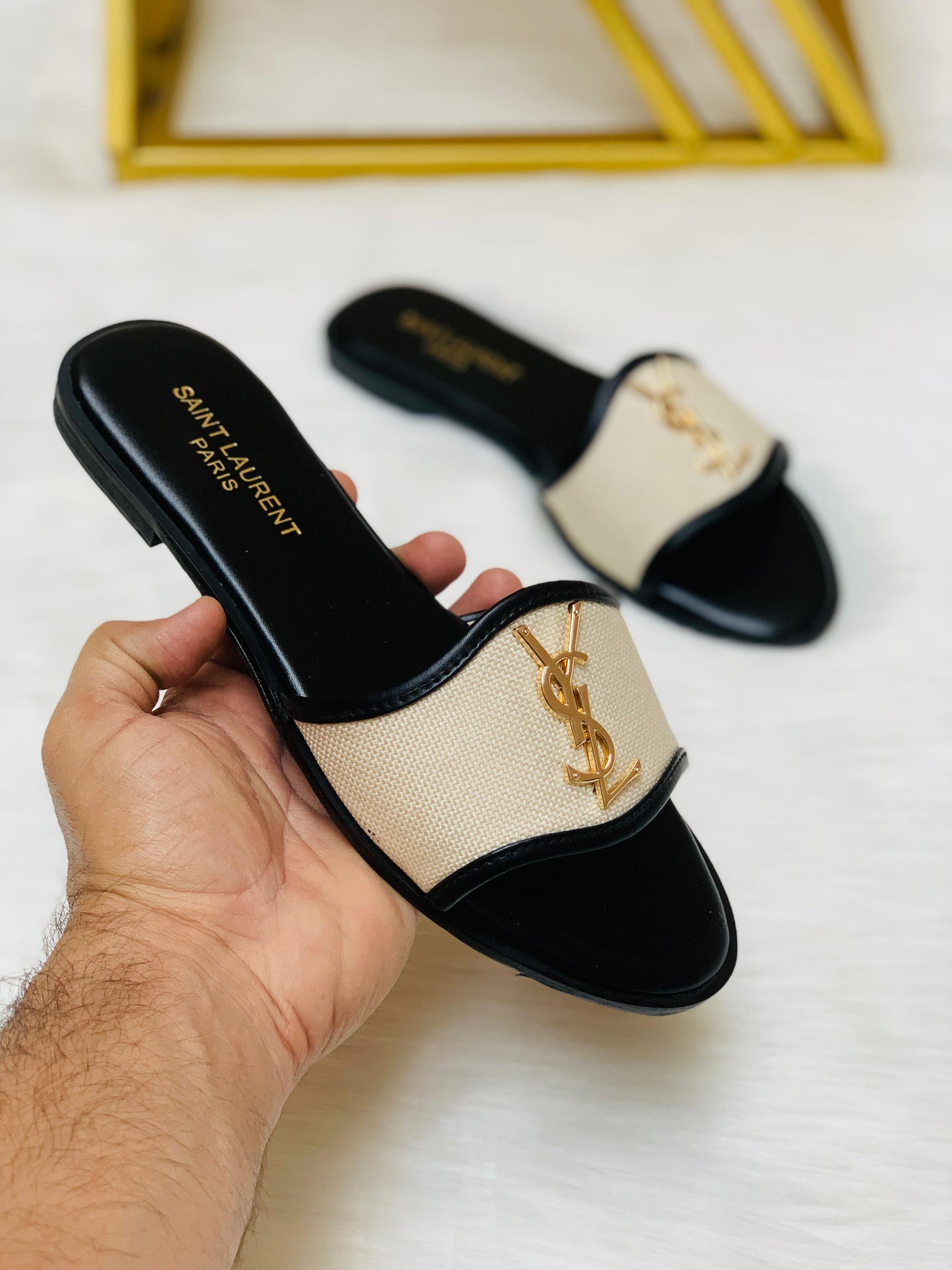 YSL Saint Laurent Jute Slipper