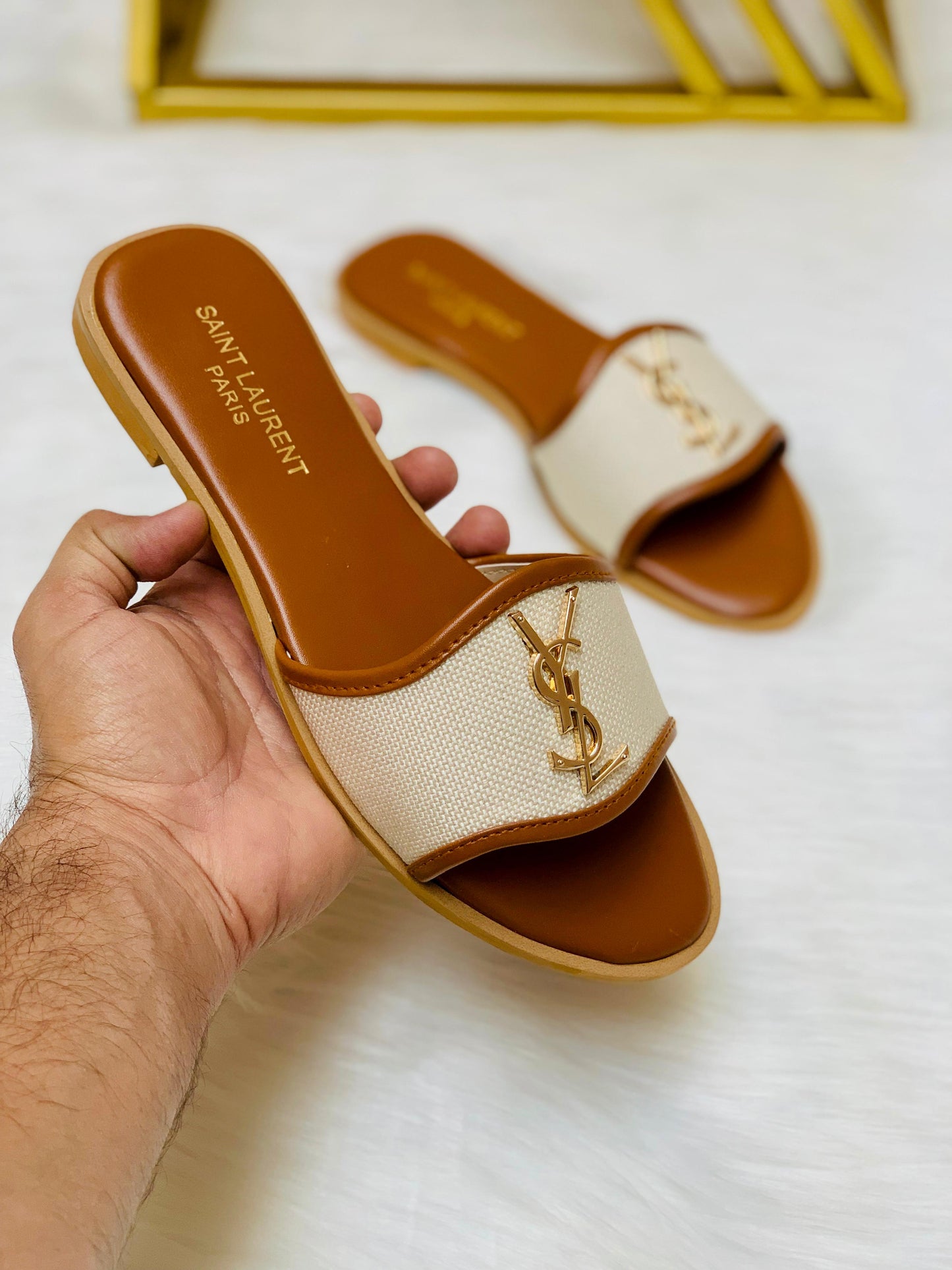 YSL Saint Laurent Jute Slipper