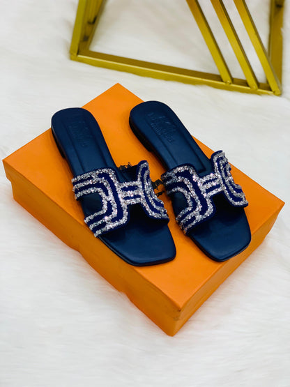 Hermes Diamond Oran Flat Slipper