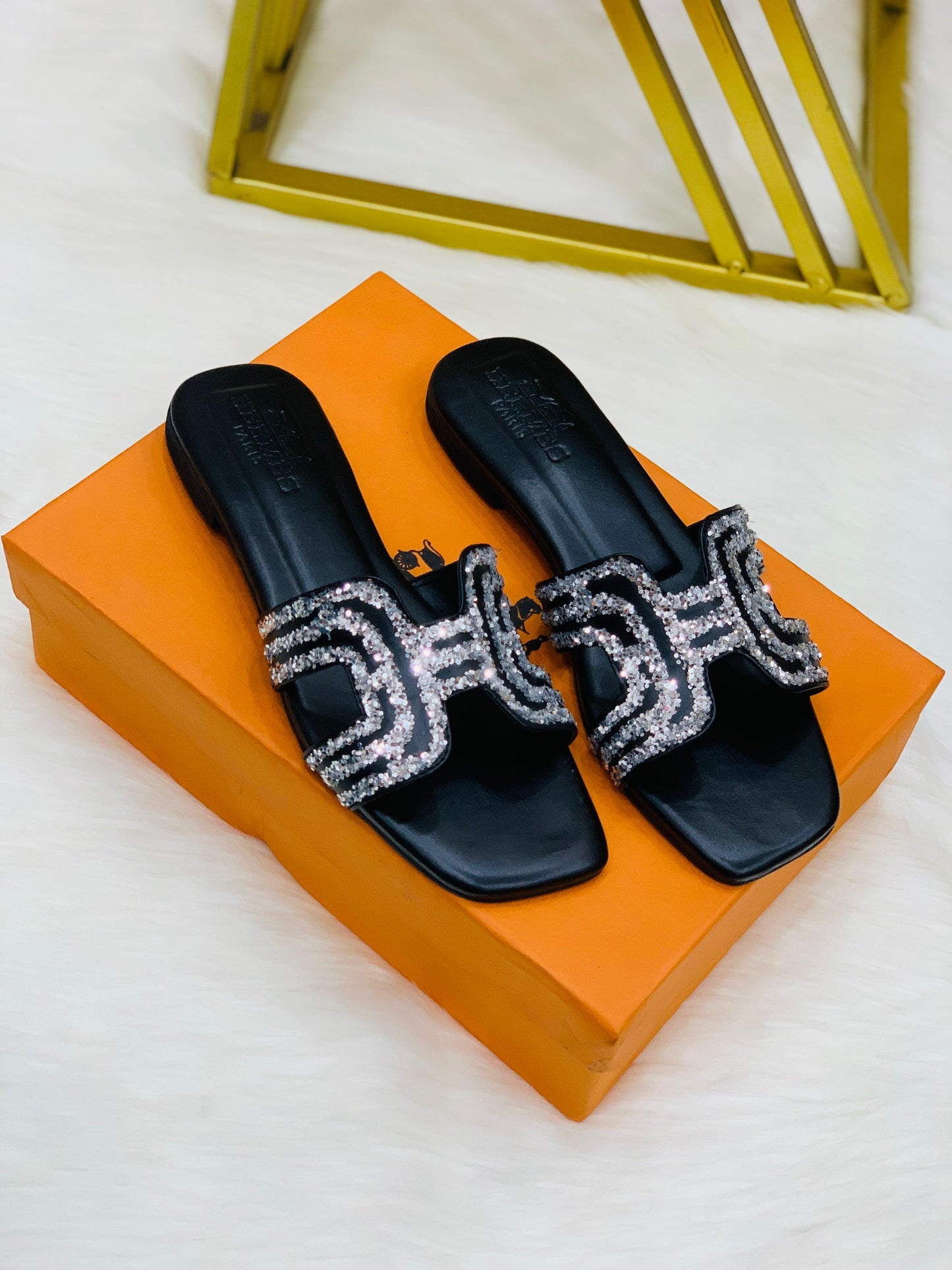 Hermes Diamond Oran Flat Slipper
